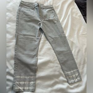 BRAND NEW LOFT GRAY HIGH WAIST SKINNY CROP WITH RAW EDGE TIE DYE IN WHITE 12/31